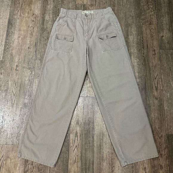 Vintage Y2K American Eagle CARGO KHAKIS Size 10 High Rise Boot Cut Pants 30x30.5 - Picture 9 of 11